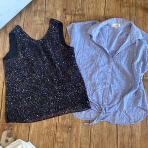 Willow & Thread Cloth & Stone Women's Blouse & Shirt Bundle Black Blue Sz Medium
